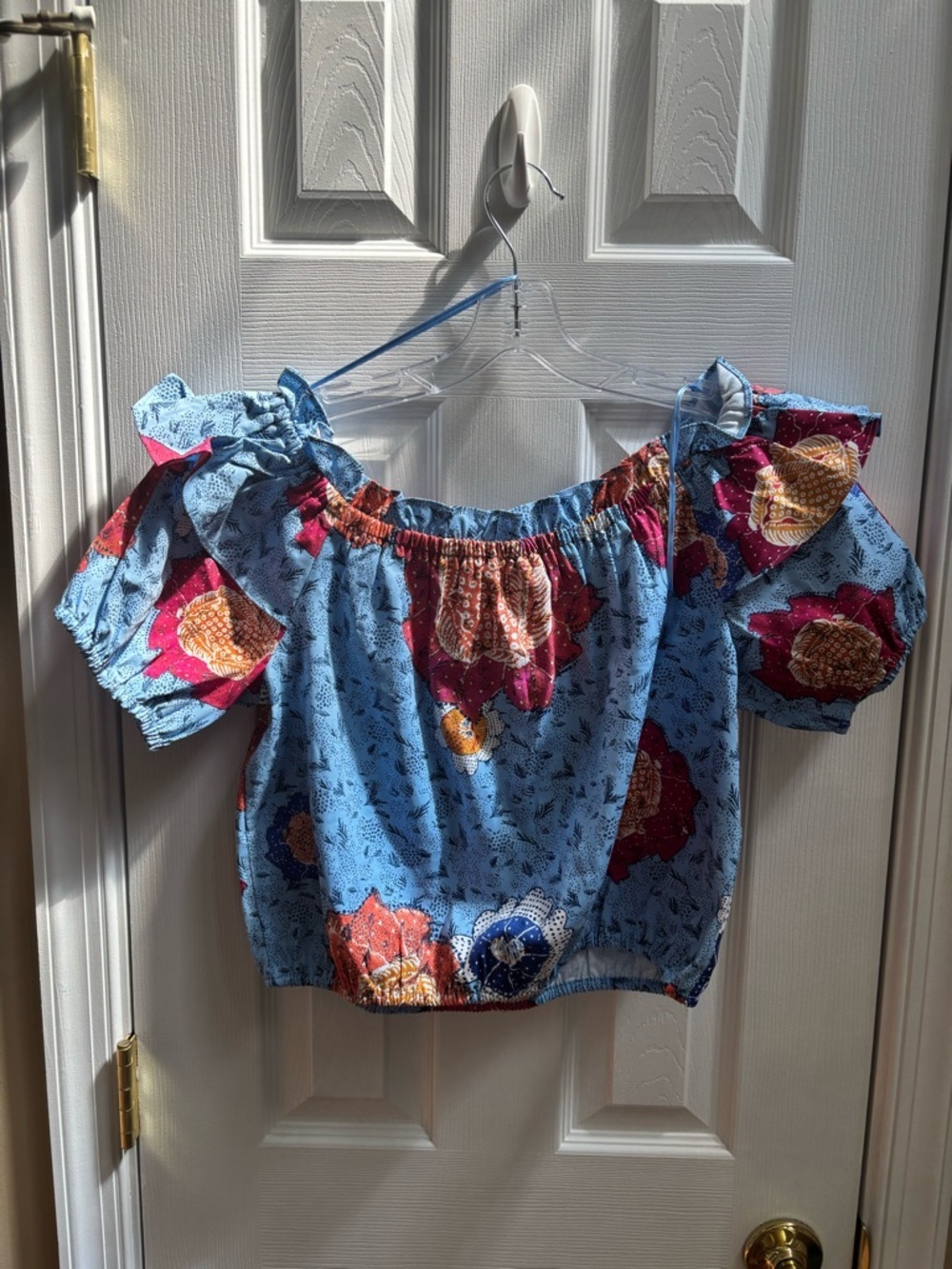 Inc International Concepts Off-the-Shoulder Blue Floral Crop Top, Size L, NWOT - Picture 4 of 4